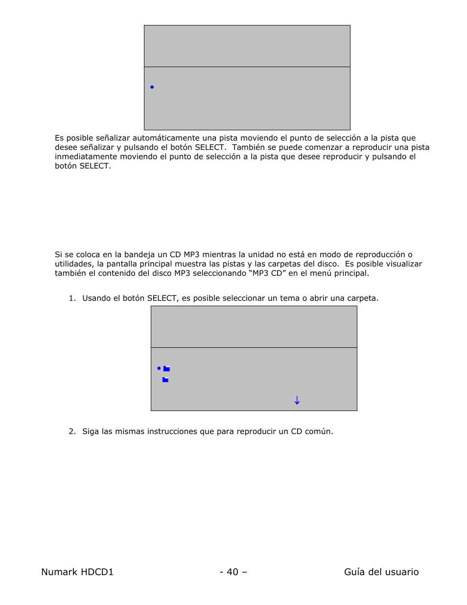 Reproducción de archivos desde un cd mp3 | Numark Industries HDCD1 User Manual | Page 40 / 132