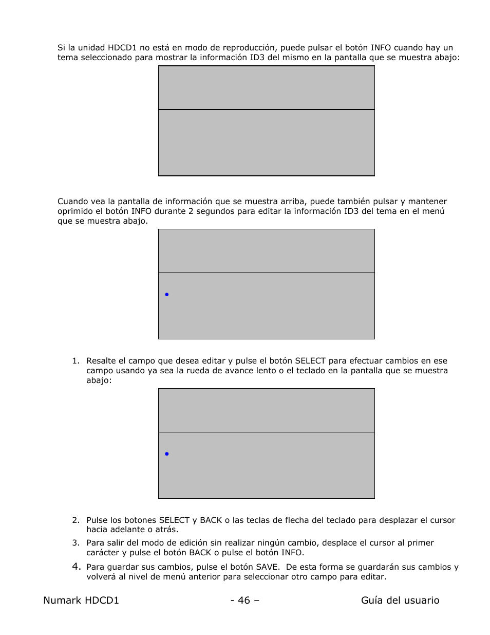 Visualización de la información del tema, Edición de la información del tema | Numark Industries HDCD1 User Manual | Page 46 / 132