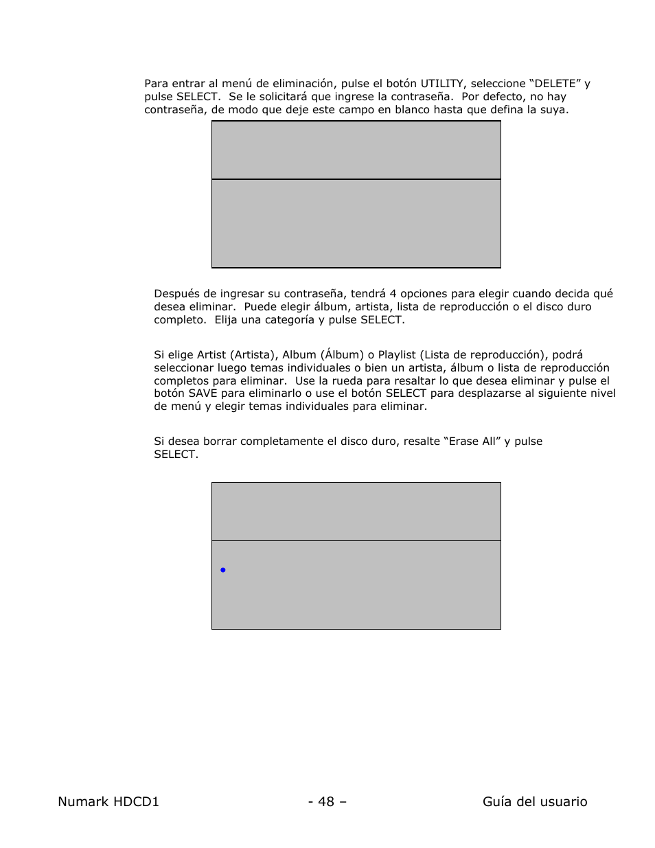 Eliminación de temas | Numark Industries HDCD1 User Manual | Page 48 / 132