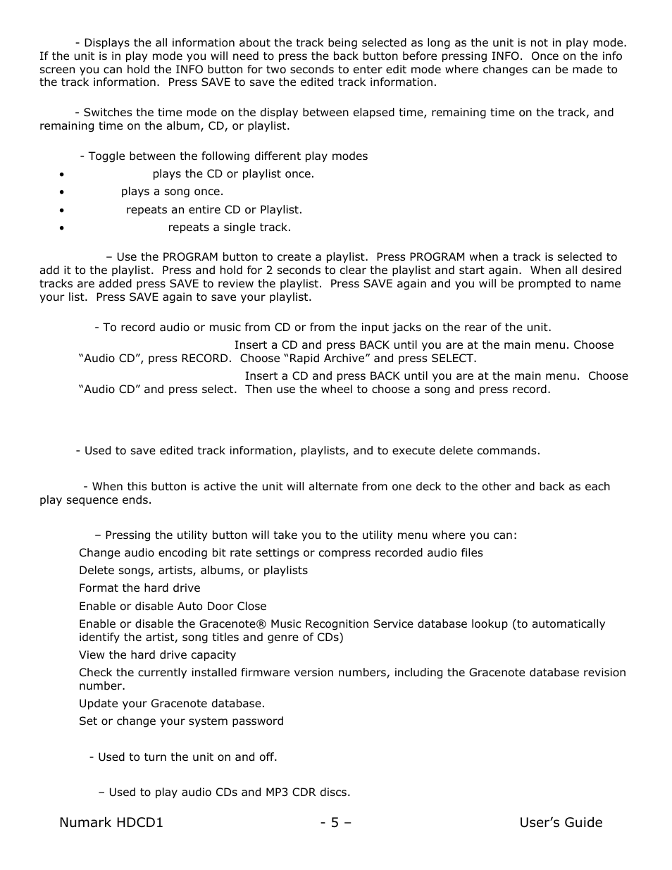 Numark Industries HDCD1 User Manual | Page 5 / 132