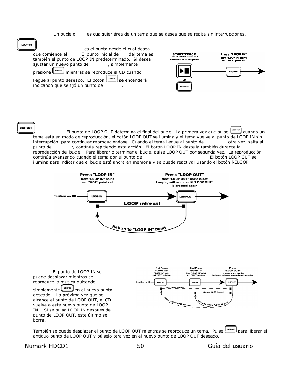 Operaciones de bucle ( loop ) | Numark Industries HDCD1 User Manual | Page 50 / 132