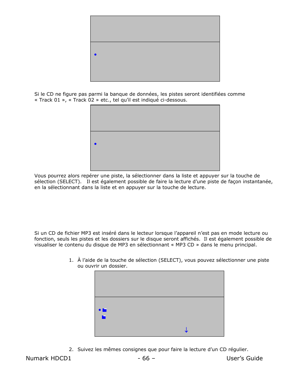 Lecture d'un cd de fichiers mp3 | Numark Industries HDCD1 User Manual | Page 66 / 132