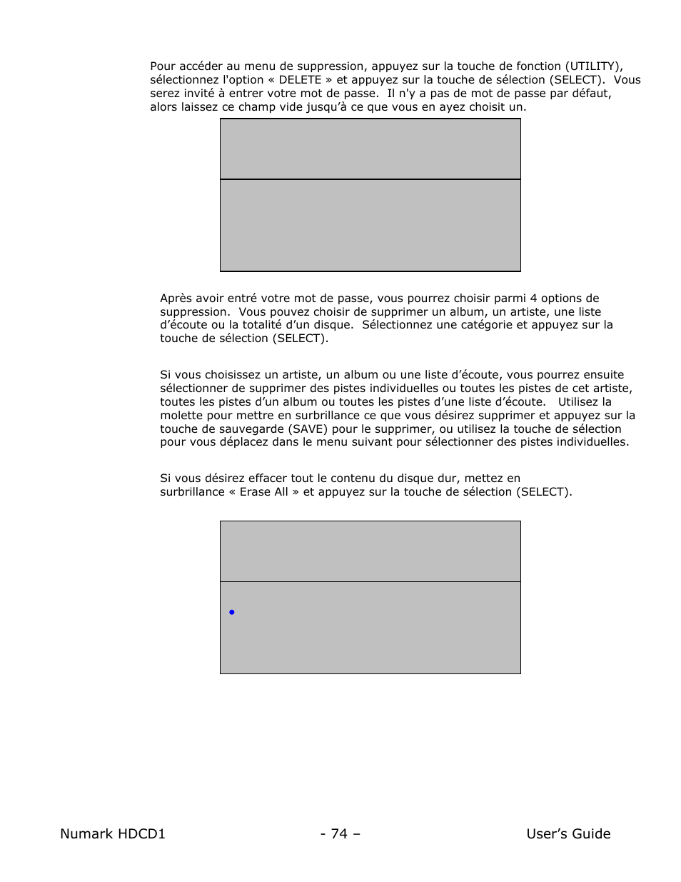 Suppression de pistes | Numark Industries HDCD1 User Manual | Page 74 / 132