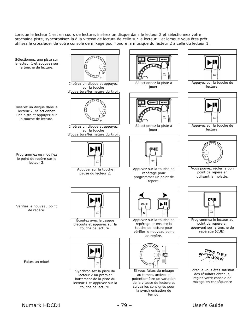 Mixage avec deux lecteurs, Numark hdcd1 - 79 – user’s guide | Numark Industries HDCD1 User Manual | Page 79 / 132