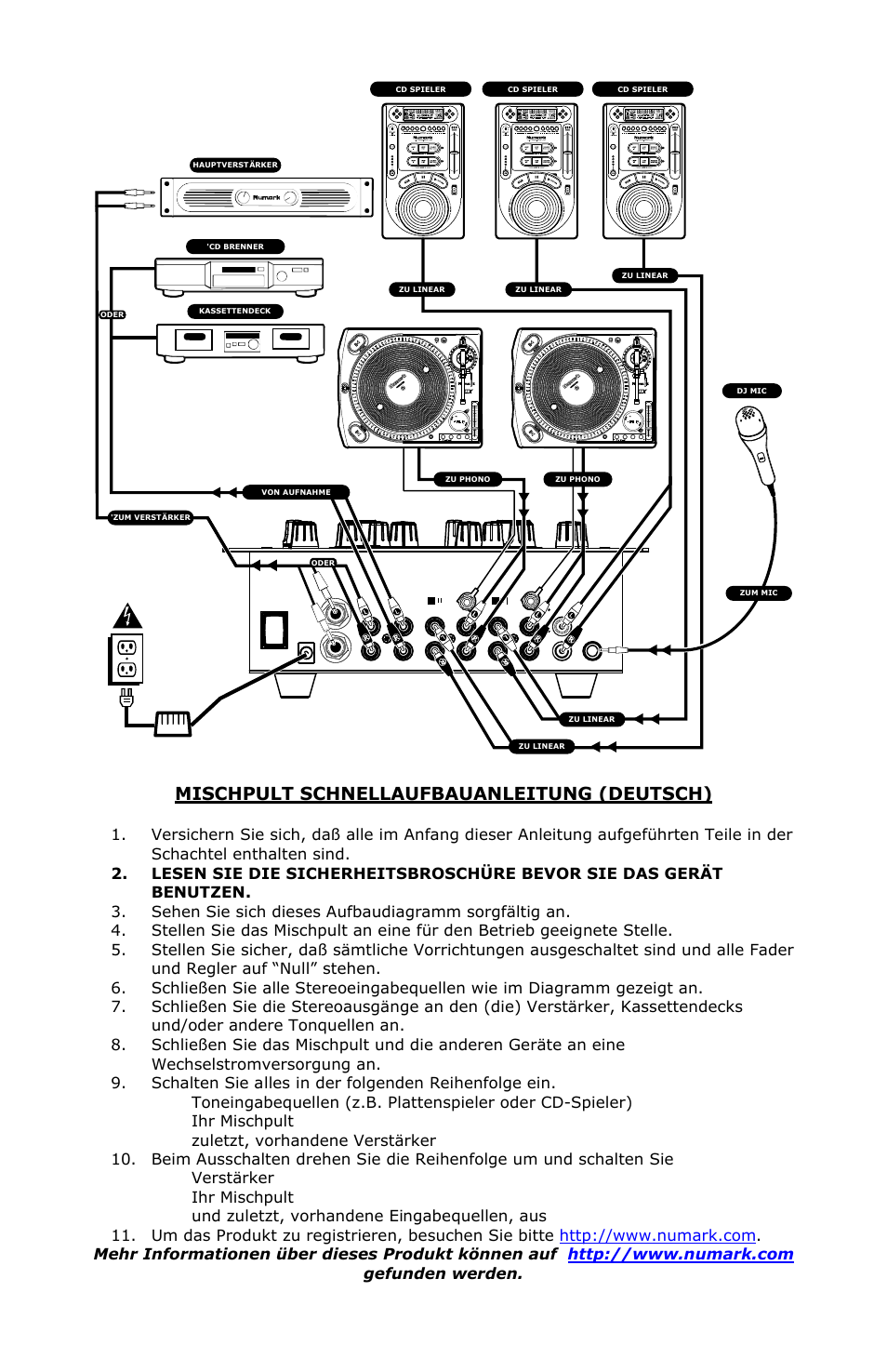Mischpult schnellaufbauanleitung (deutsch) | Numark Industries DXM 06 User Manual | Page 10 / 21