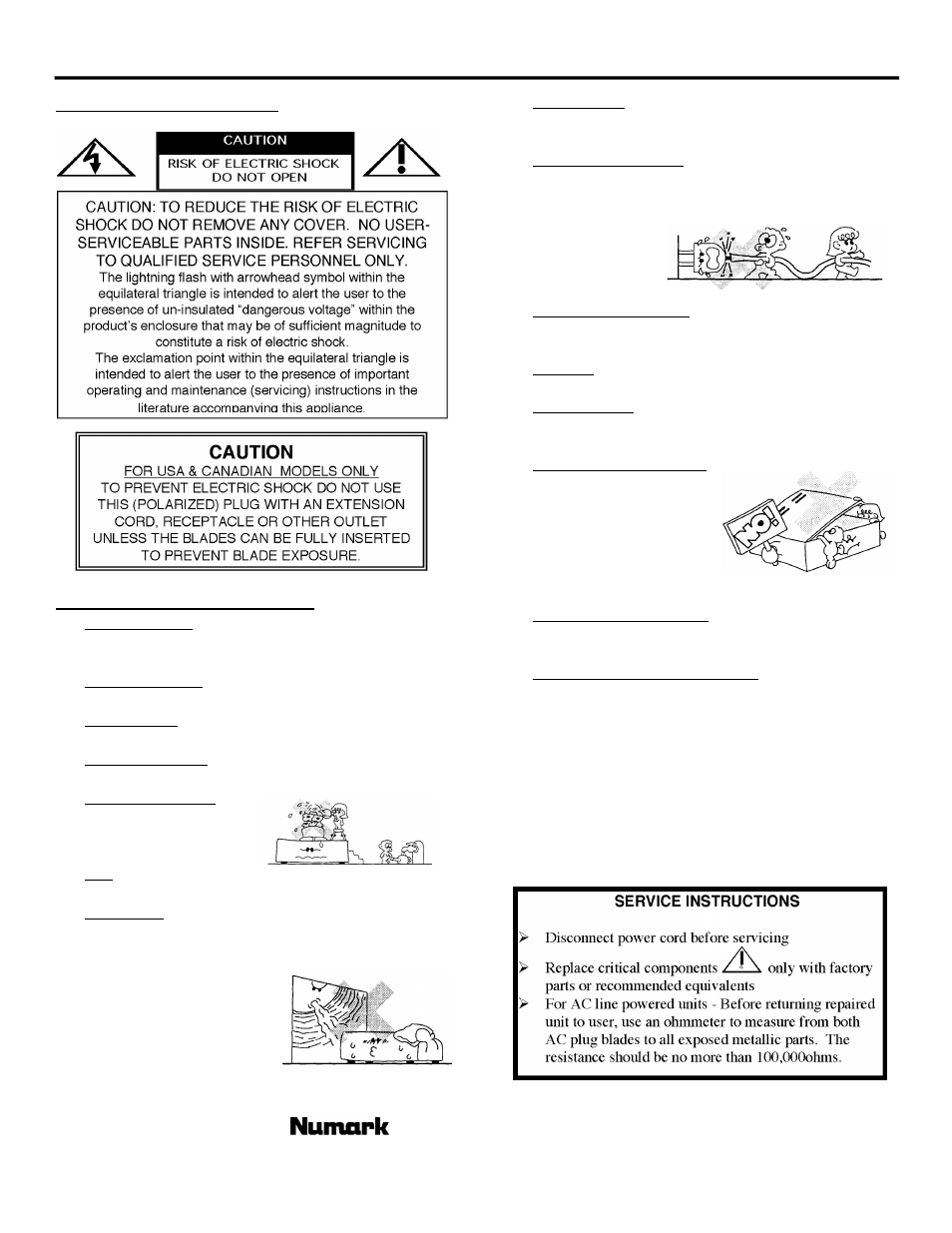 Safety information, Safety instructions | Numark Industries BLUE DOG DM905 User Manual | Page 2 / 8