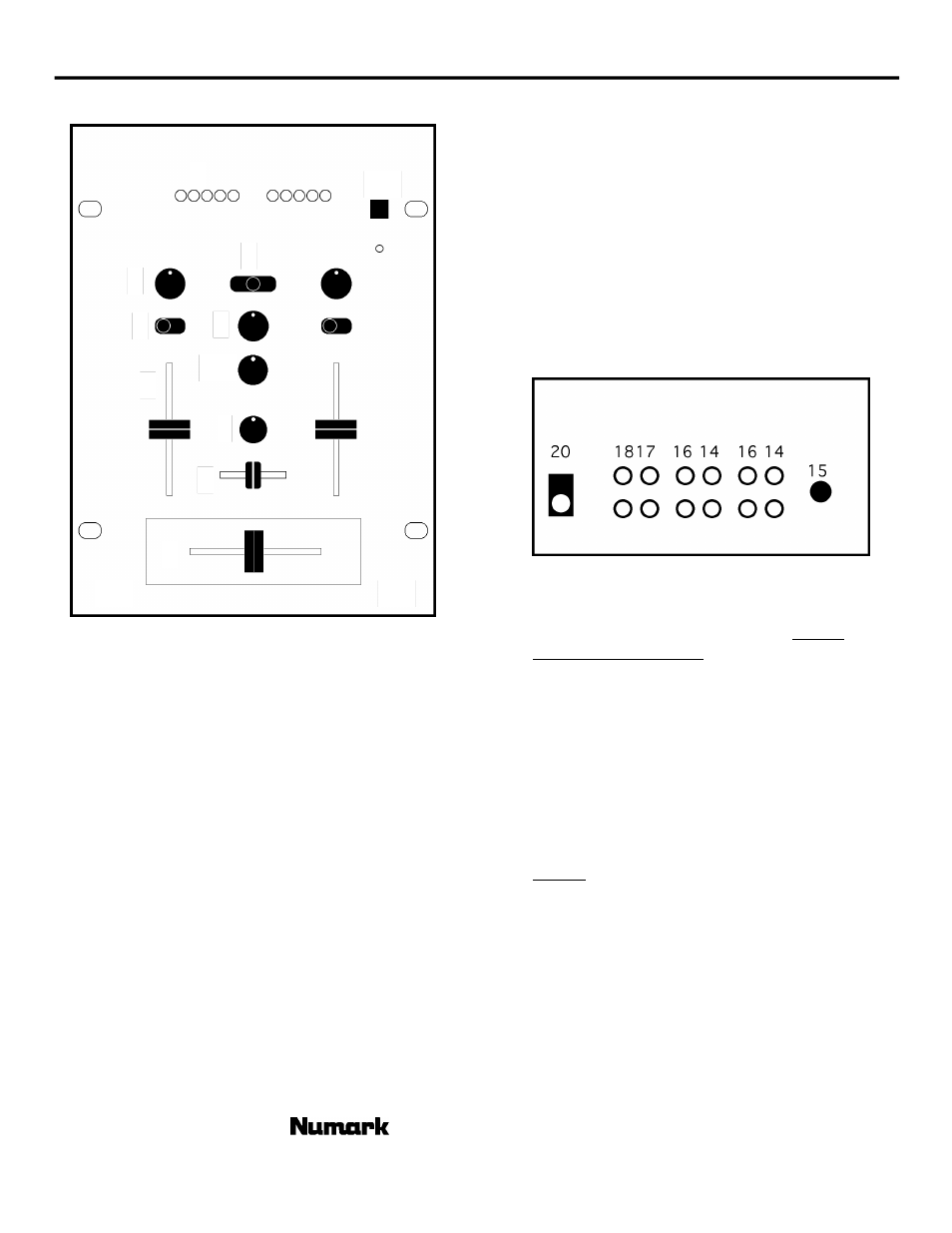 Mixer features, Rear panel features | Numark Industries BLUE DOG DM905 User Manual | Page 6 / 8