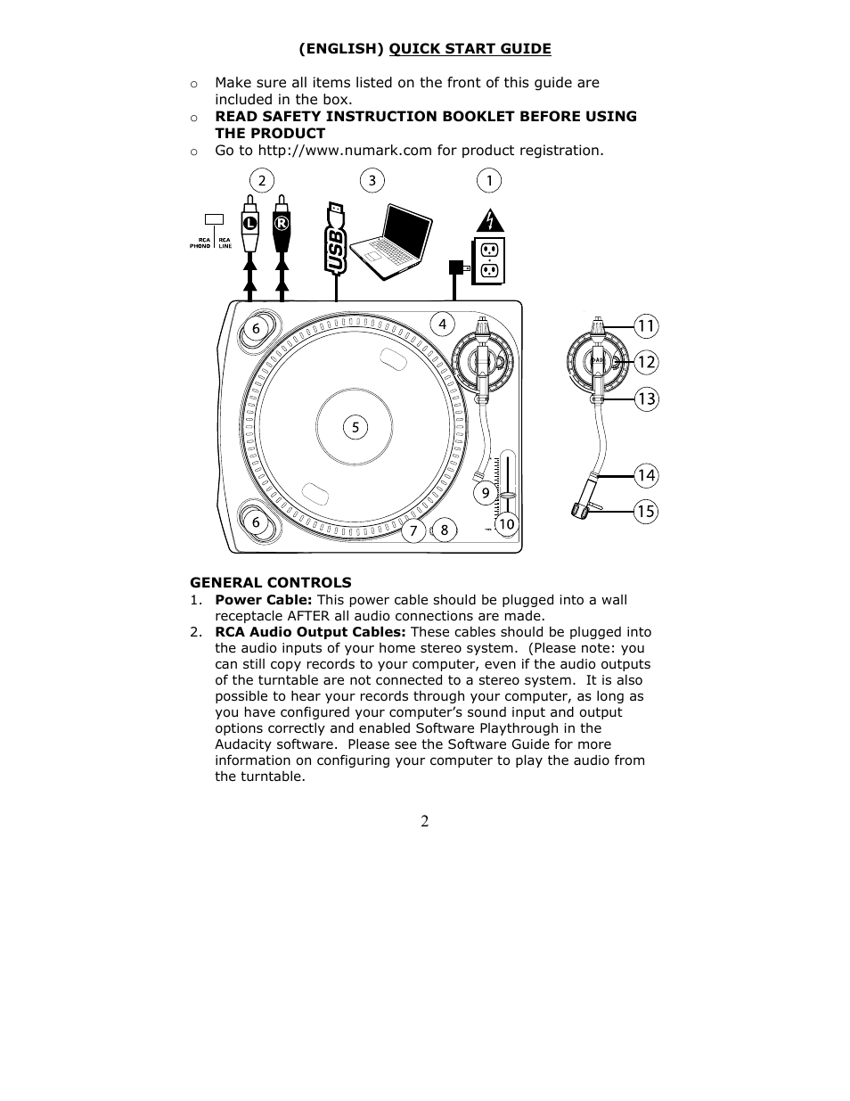 Numark Industries TTUSB User Manual | Page 2 / 16