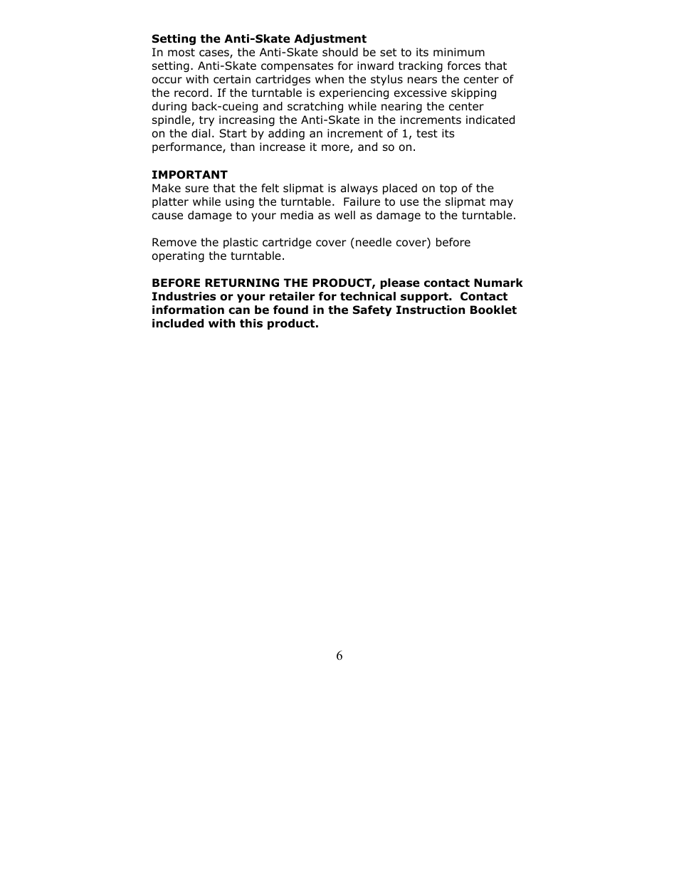 Numark Industries TTUSB User Manual | Page 6 / 16