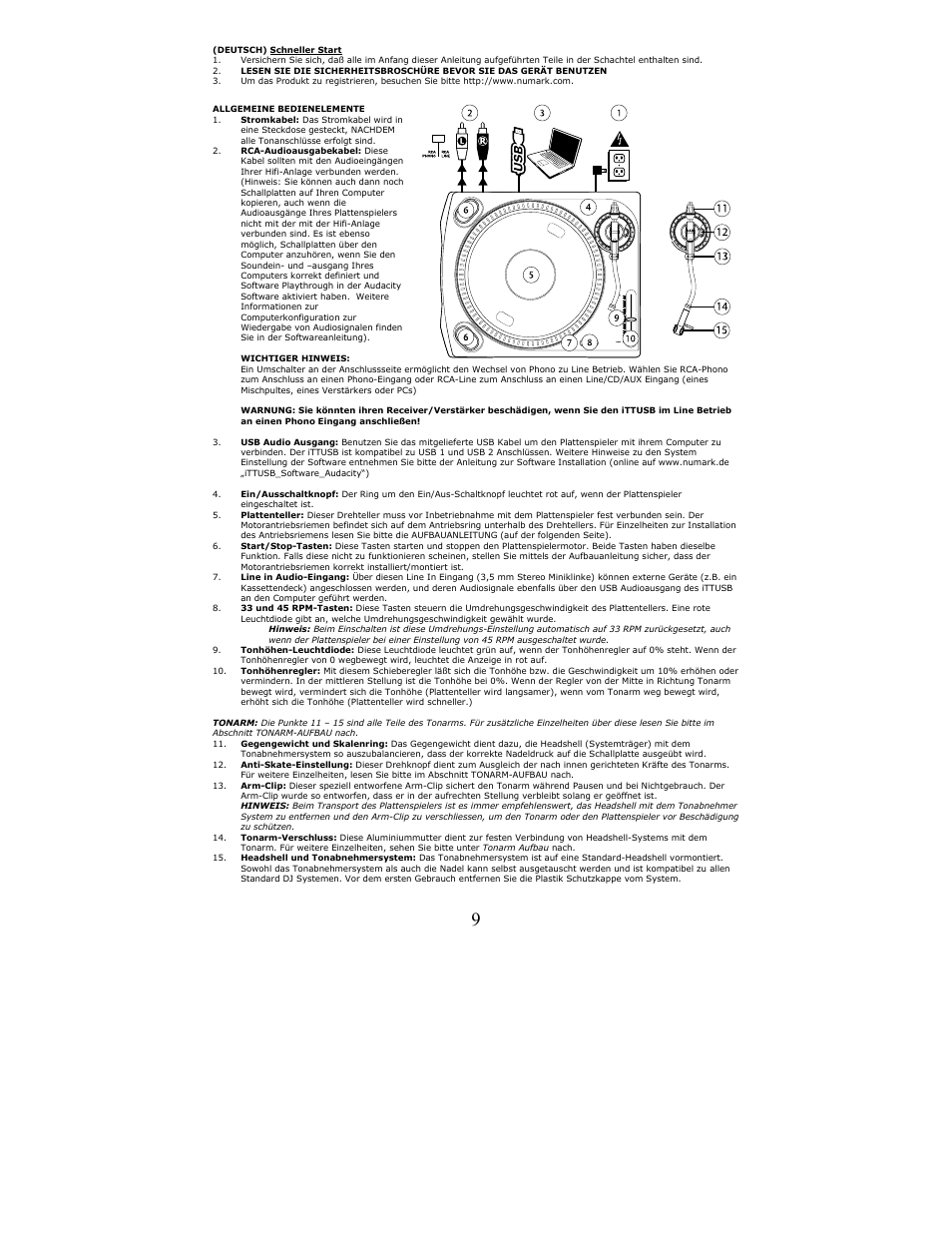 Numark Industries TTUSB User Manual | Page 9 / 16