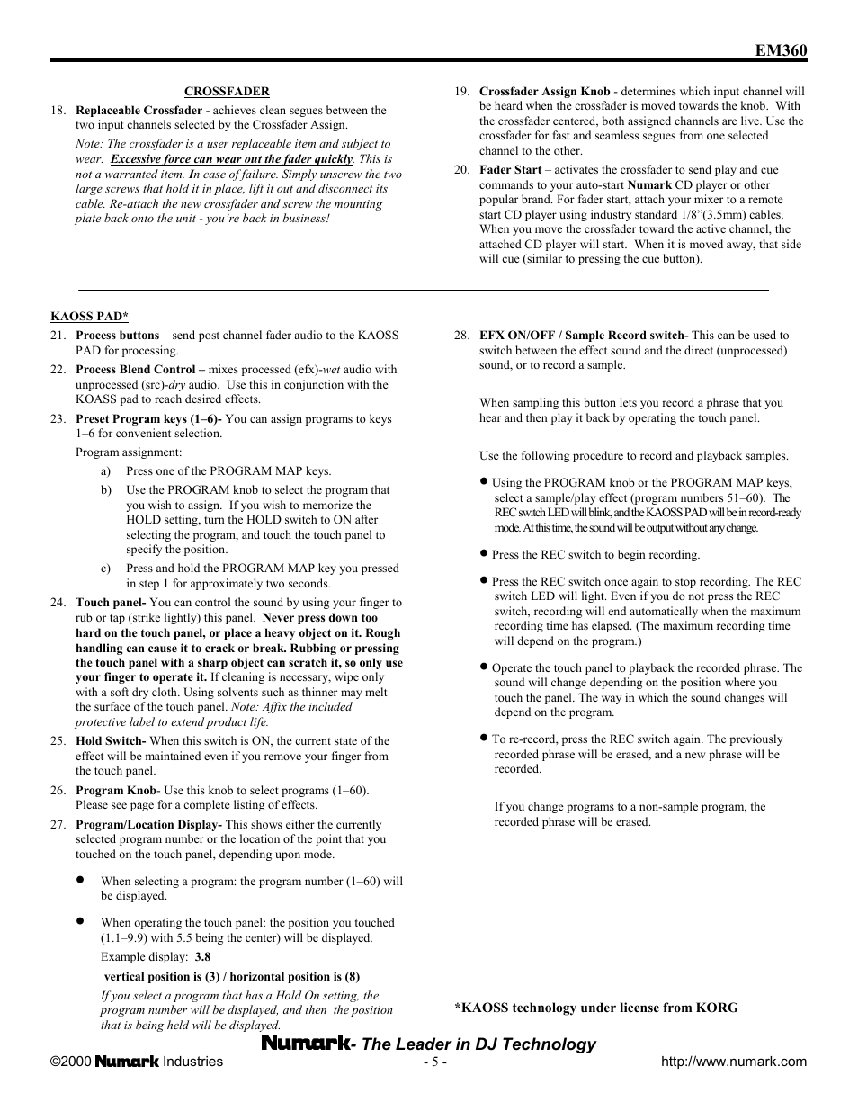 Numark Industries EM360 User Manual | Page 5 / 12