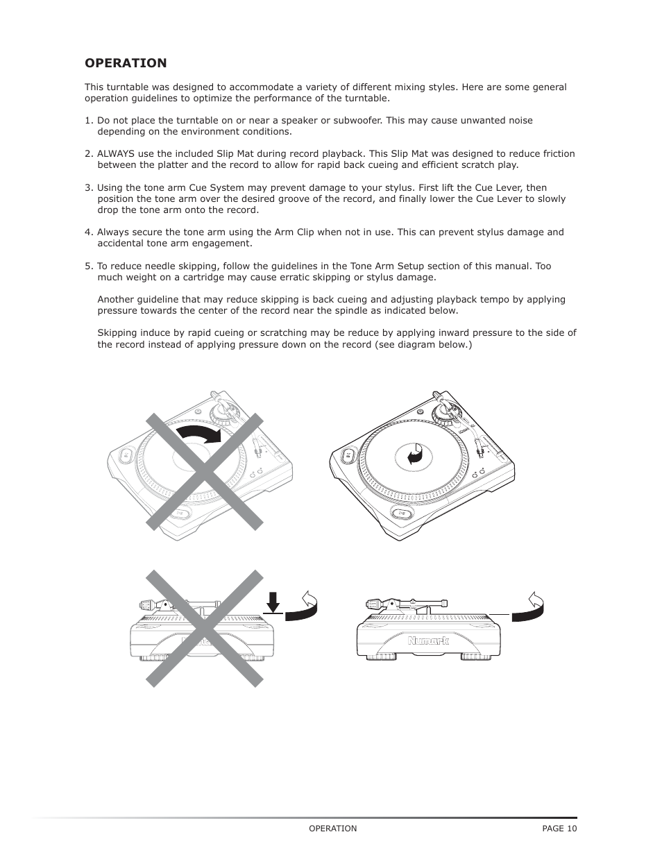 Operation | Numark Industries TT-1650 User Manual | Page 11 / 16