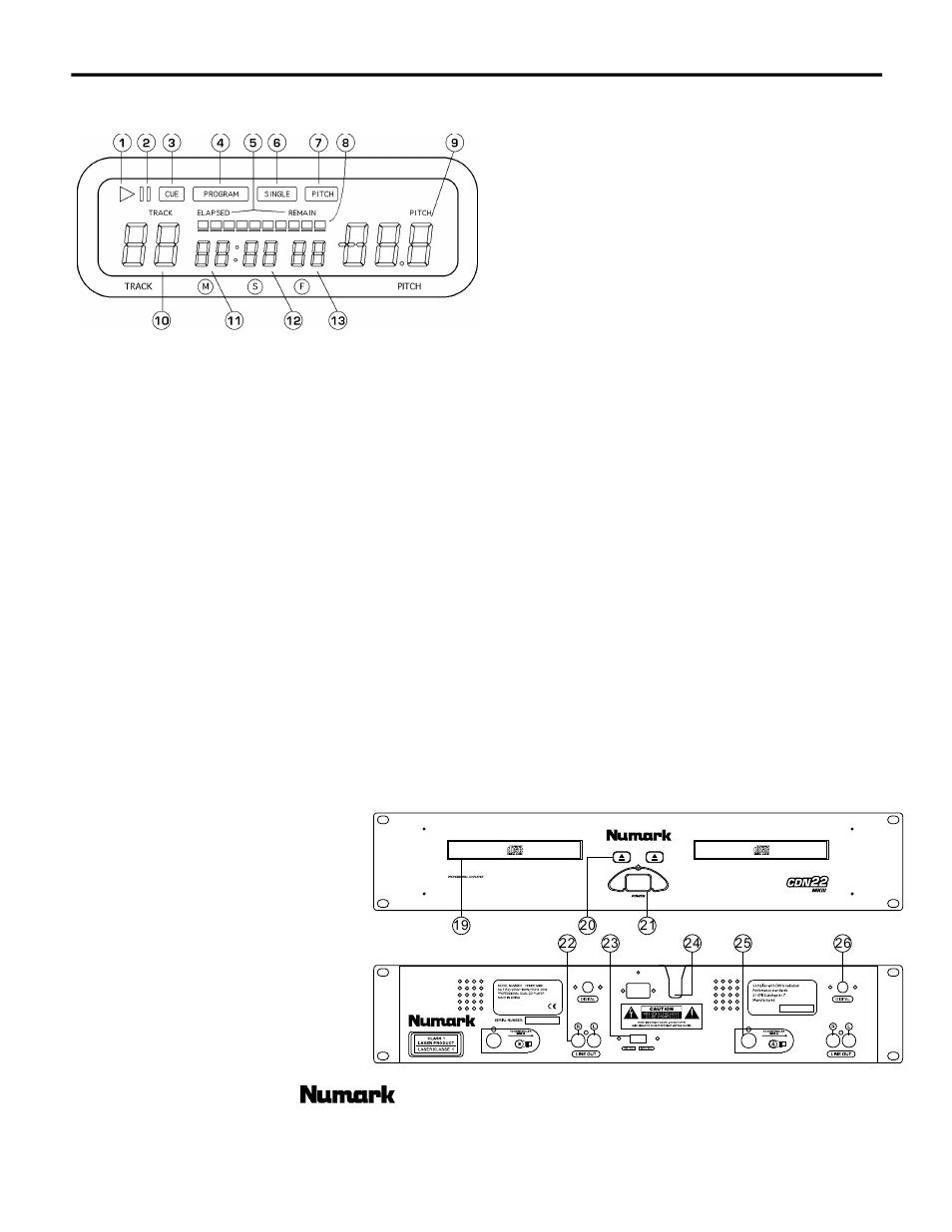 Lcd display features, Transport features | Numark Industries CDN-22MK III User Manual | Page 9 / 15