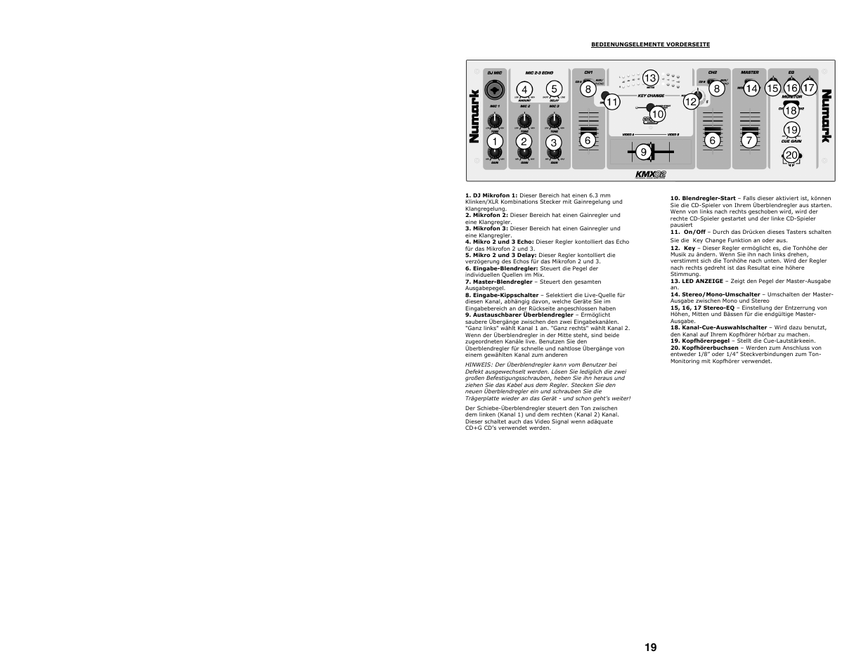 Numark Industries Professional Karaoke Mixing Station KMX02 User Manual | Page 19 / 38