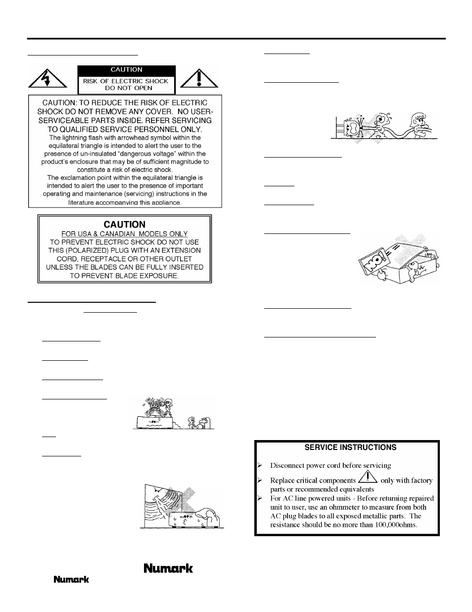 Safety information, Safety instructions | Numark Industries TT-1520 User Manual | Page 2 / 8