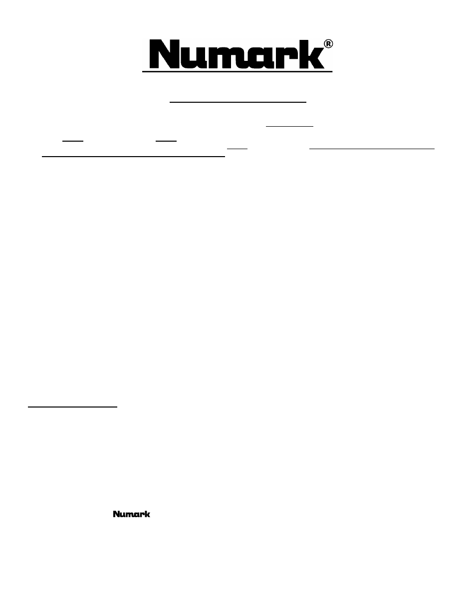 Professional disc jockey products, Limited product warranty, Return information | Numark Industries TT-1520 User Manual | Page 8 / 8