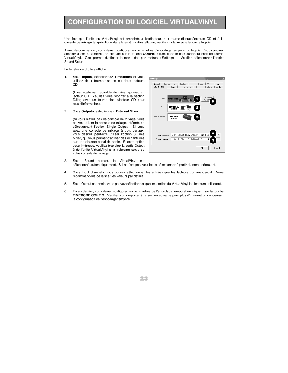 Configuration du logiciel virtualvinyl | Numark Industries DJ Equipment User Manual | Page 25 / 52