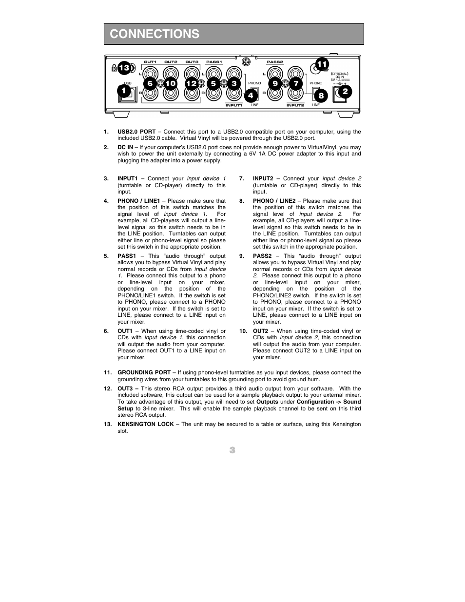 Connections | Numark Industries DJ Equipment User Manual | Page 5 / 52