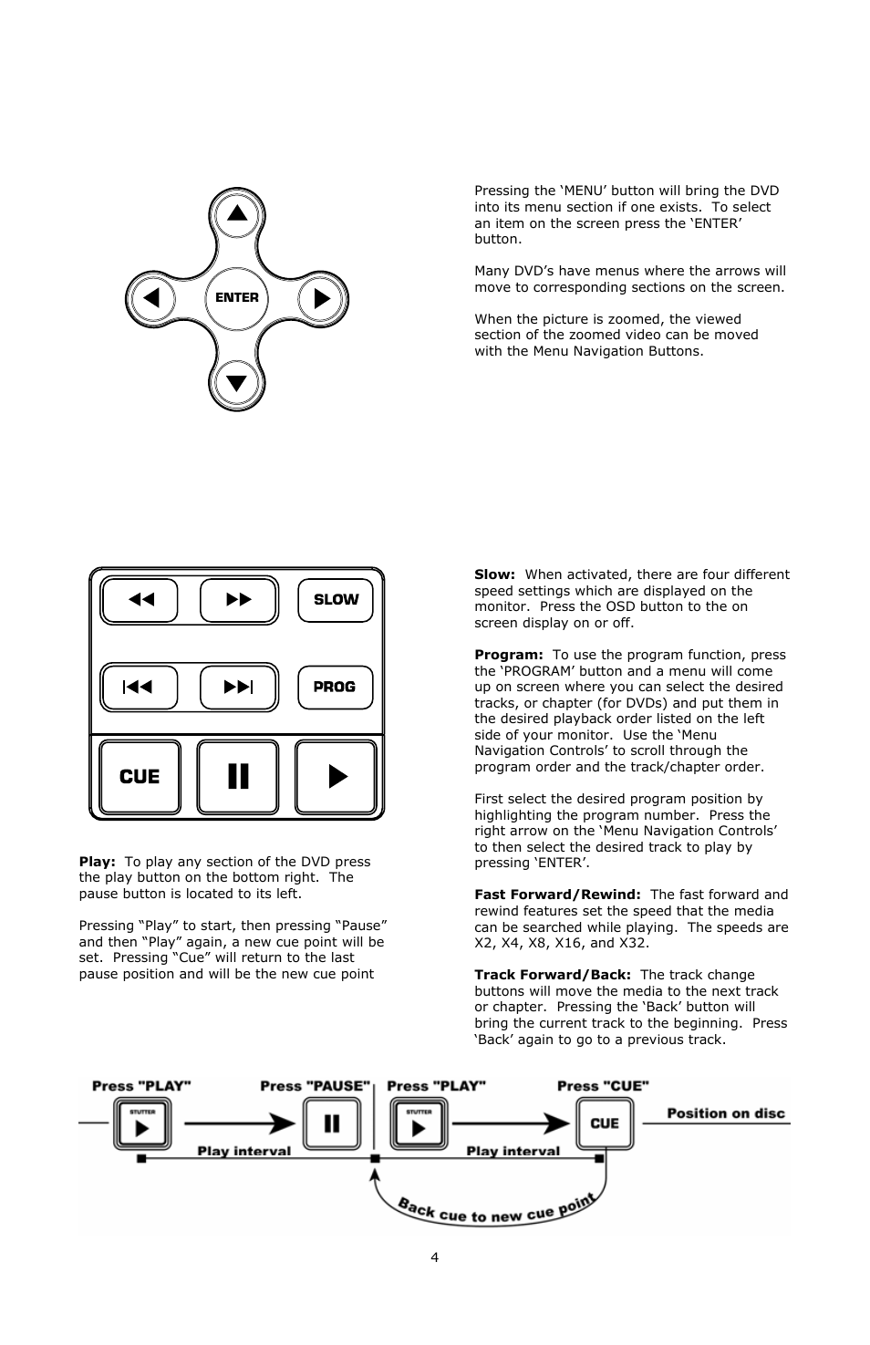 Menu navigation controls, Playback controls | Numark Industries VJ01 User Manual | Page 4 / 29