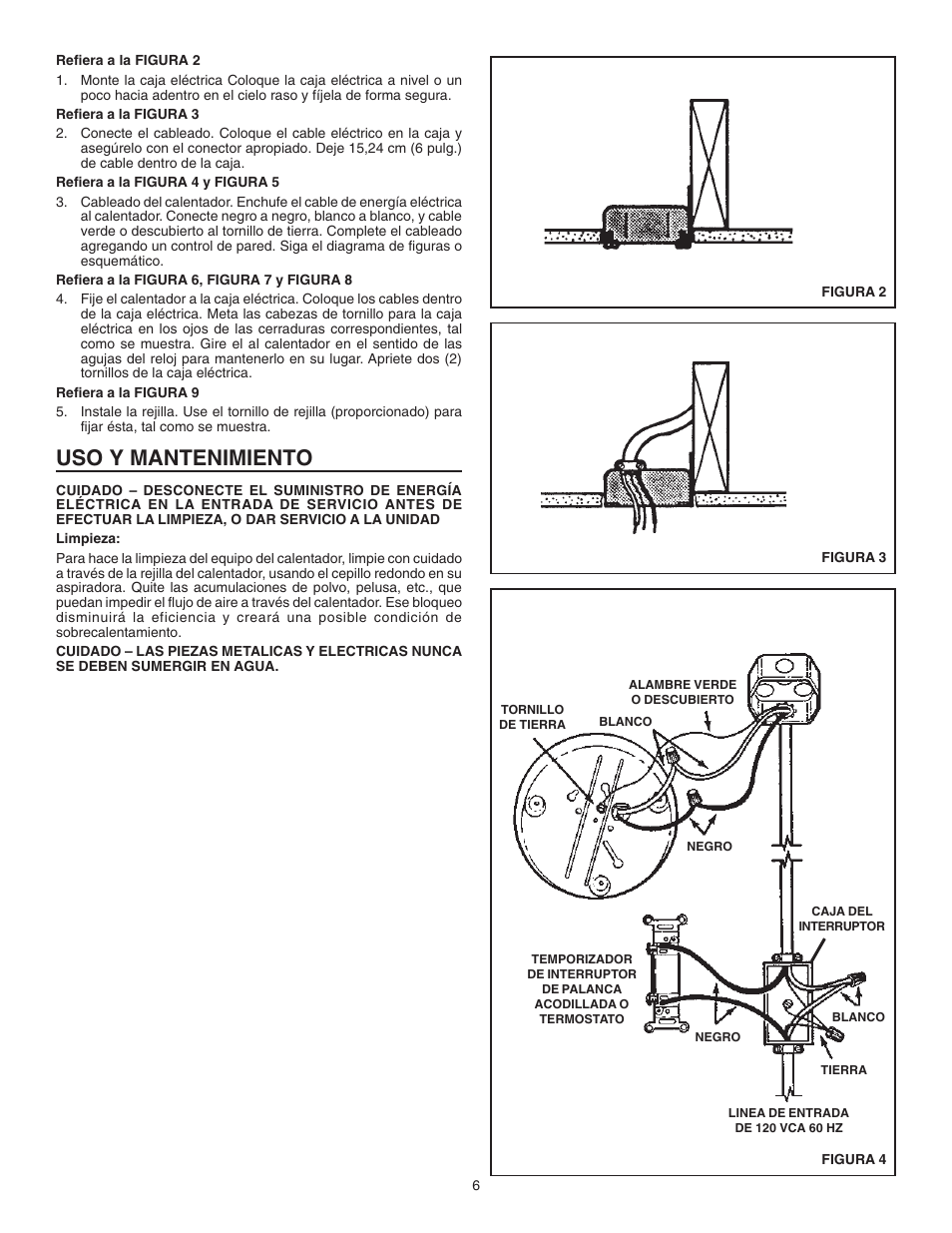 Uso y mantenimiento | NuTone 9297T User Manual | Page 6 / 8