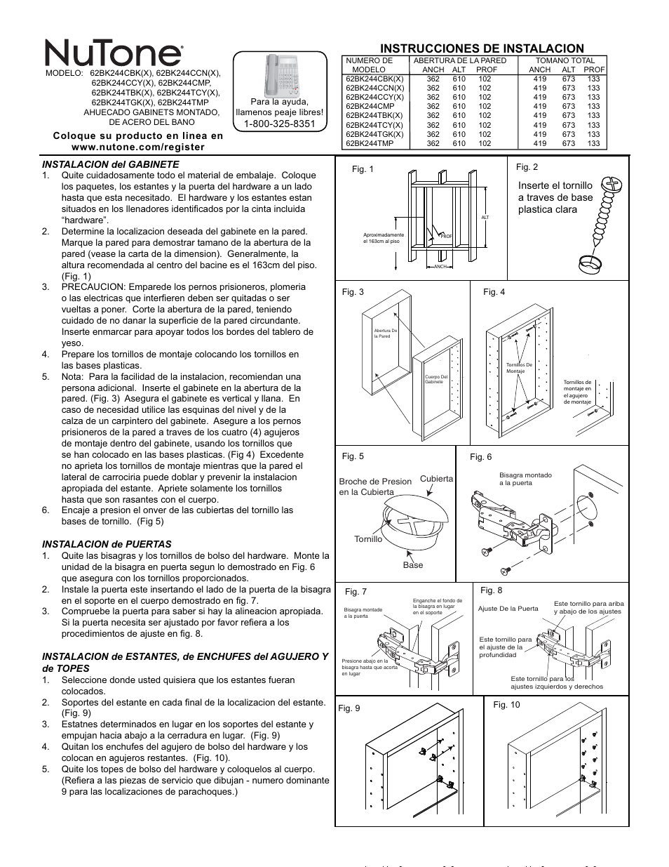 Instrucciones de instalacion | NuTone 62BK244TGK(X) User Manual | Page 3 / 4