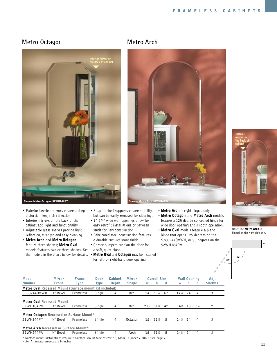 Metro octagon metro arch | NuTone Hampton Series User Manual | Page 11 / 60