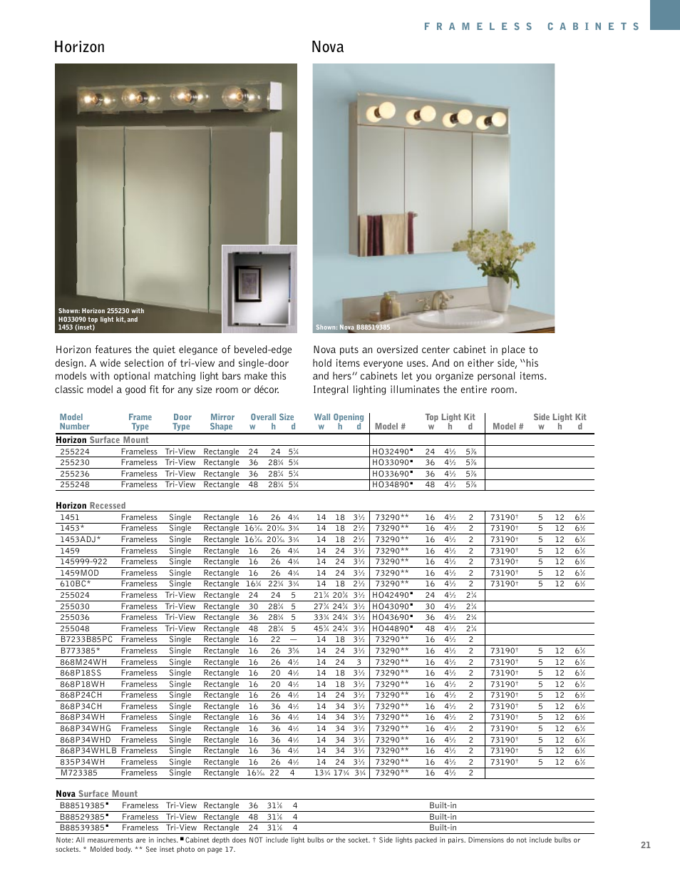 Nova, Horizon | NuTone Hampton Series User Manual | Page 21 / 60