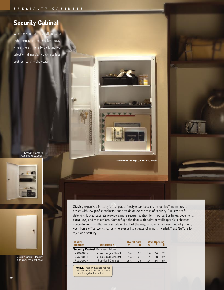 Security cabinet | NuTone Hampton Series User Manual | Page 32 / 60