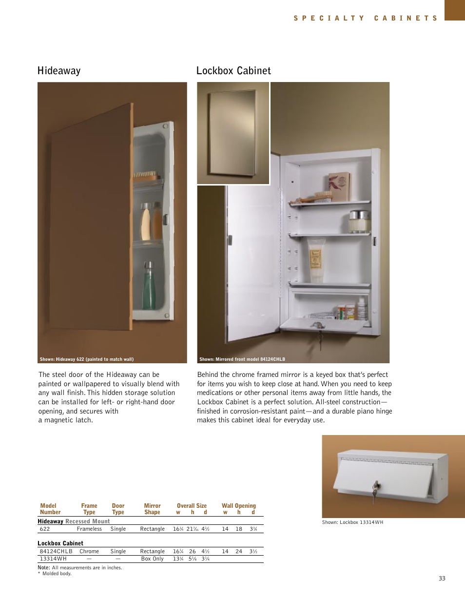 Hideaway lockbox cabinet | NuTone Hampton Series User Manual | Page 33 / 60