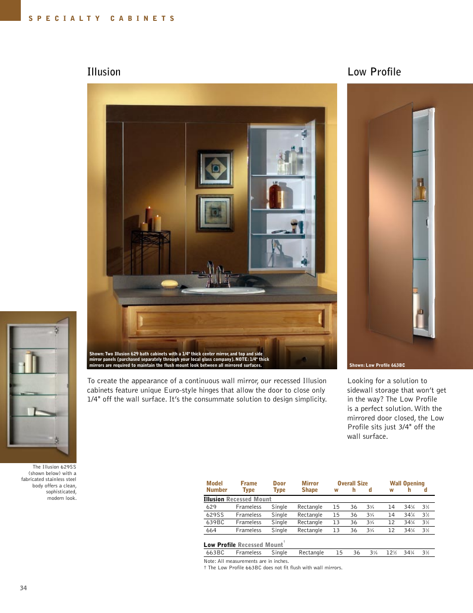 Low profile, Illusion | NuTone Hampton Series User Manual | Page 34 / 60