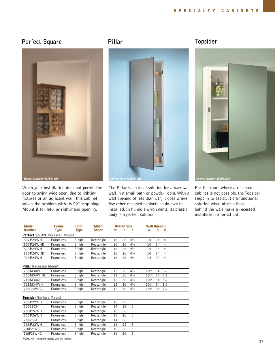 Perfect square, Pillar topsider | NuTone Hampton Series User Manual | Page 37 / 60