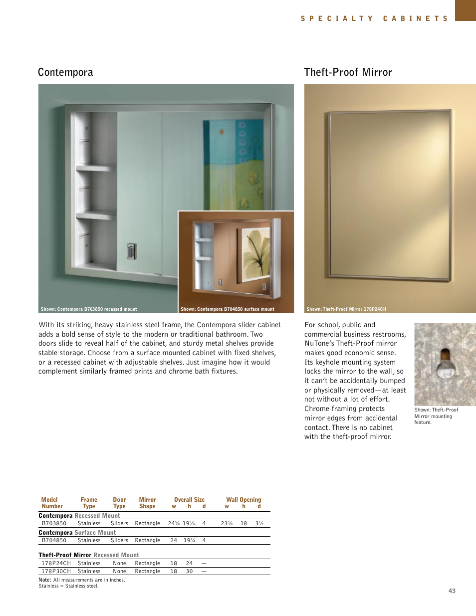 Theft-proof mirror contempora | NuTone Hampton Series User Manual | Page 43 / 60