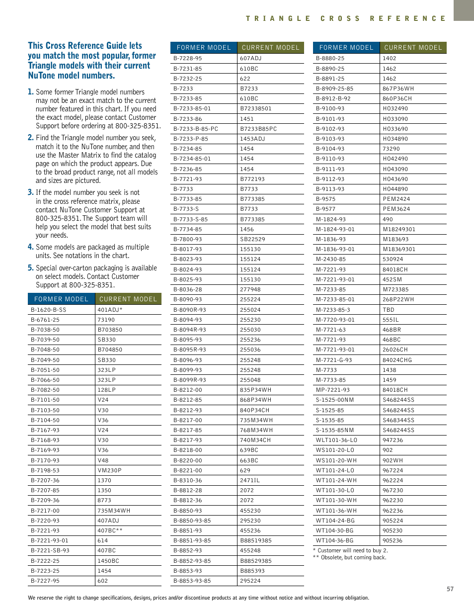 NuTone Hampton Series User Manual | Page 57 / 60