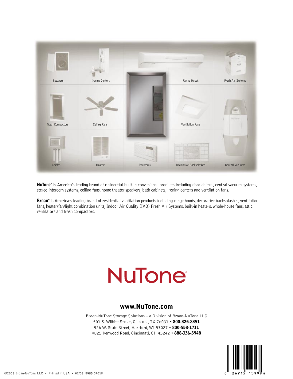 NuTone Hampton Series User Manual | Page 60 / 60