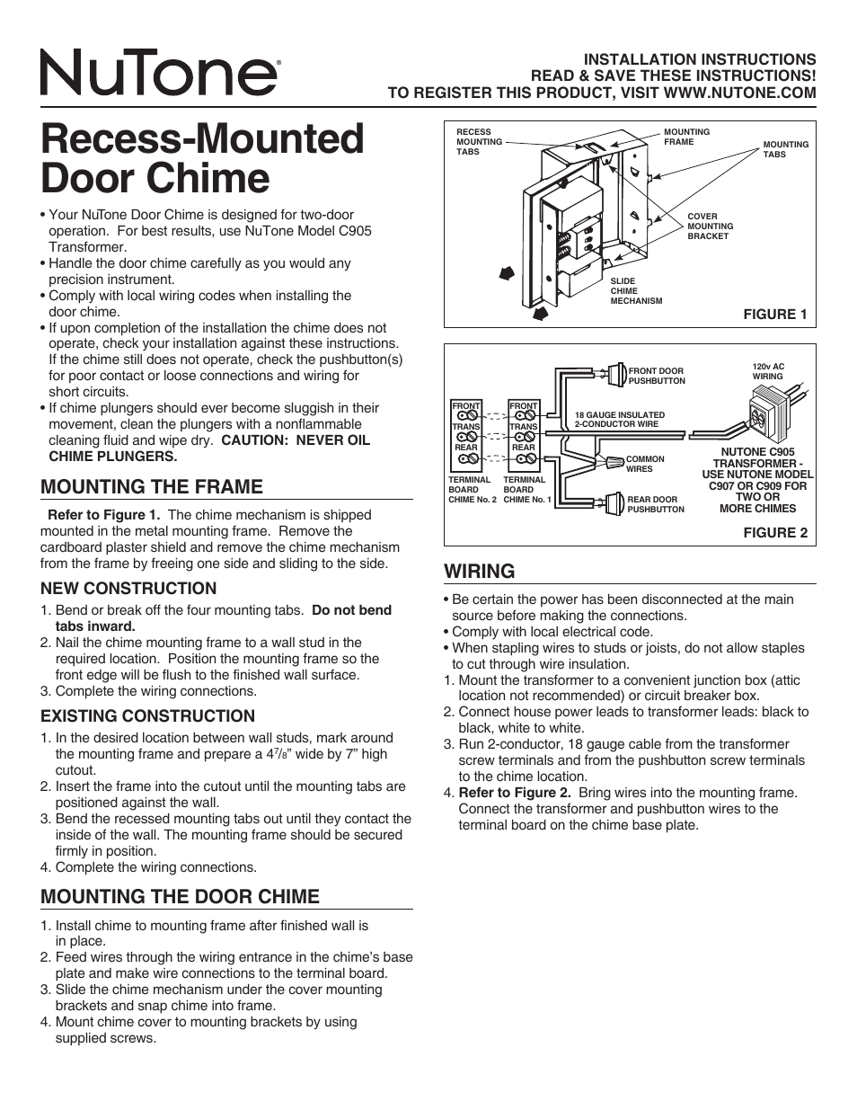 NuTone LA14WH User Manual | 4 pages