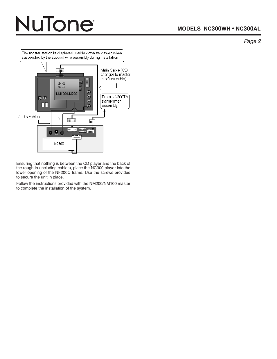 NuTone NC300AL User Manual | Page 2 / 3