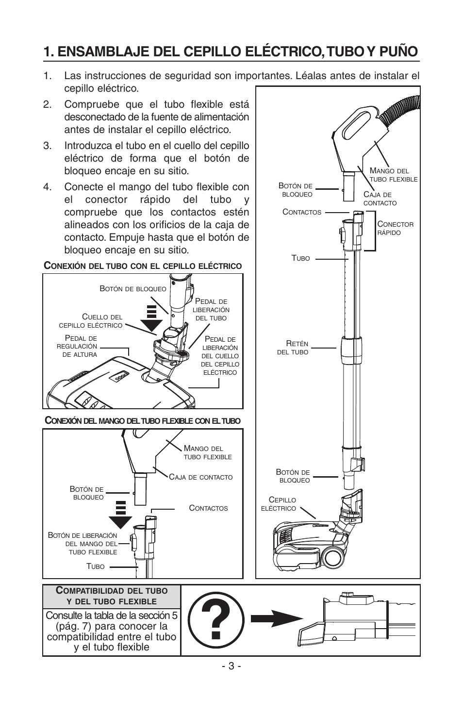 Ensamblaje del cepillo eléctrico, tubo y puño | NuTone AB0008 User Manual | Page 11 / 16