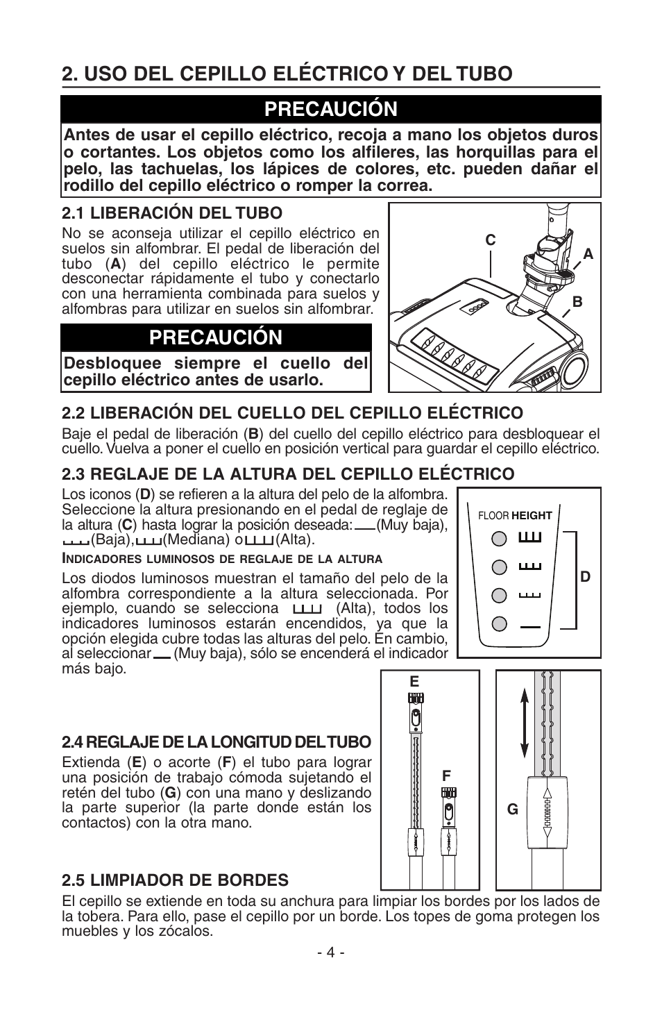 Uso del cepillo eléctrico y del tubo, Precaución | NuTone AB0008 User Manual | Page 12 / 16