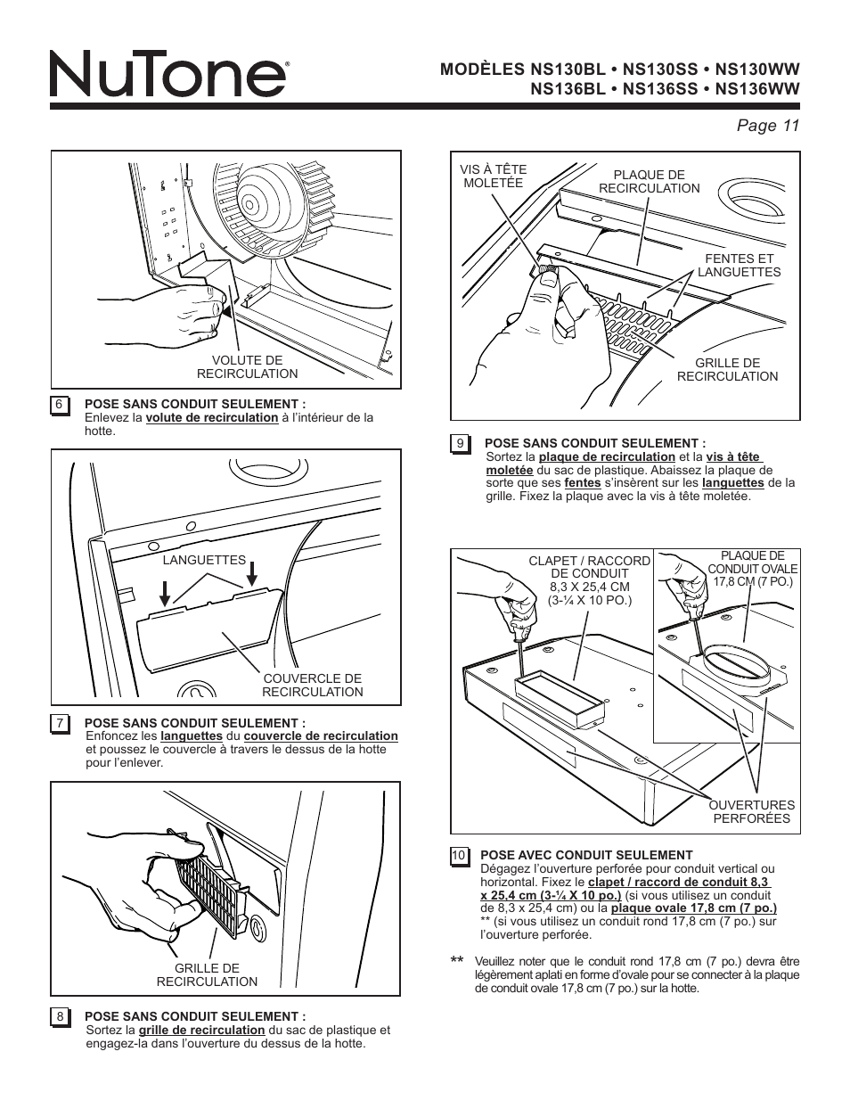 NuTone NS136BL User Manual | Page 11 / 21