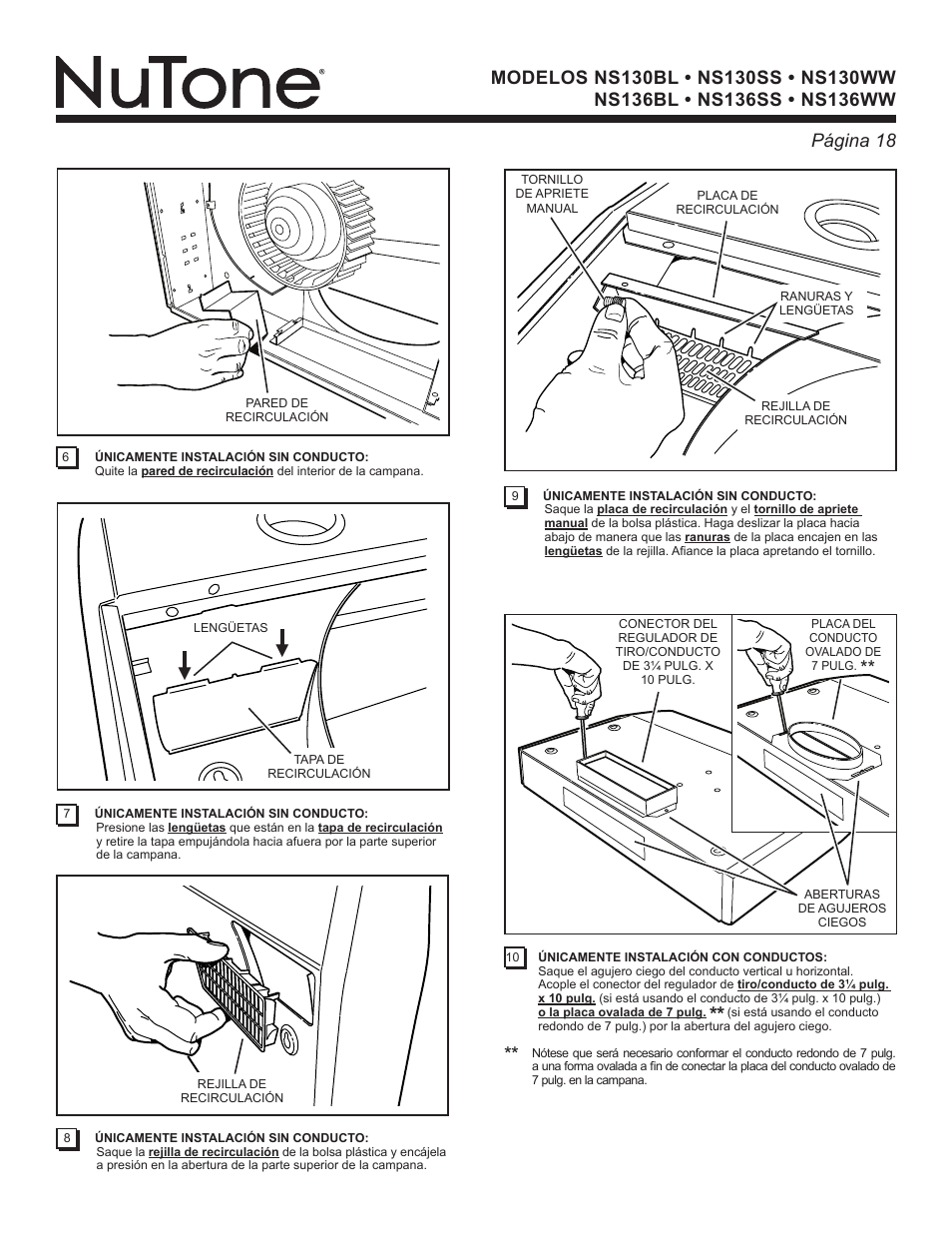 NuTone NS136BL User Manual | Page 18 / 21
