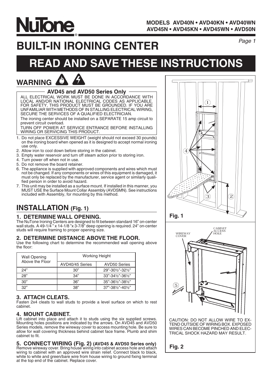 NuTone AVD50N User Manual | 8 pages