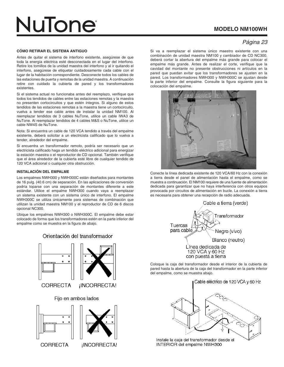 Modelo nm100wh página | NuTone Nm100WH User Manual | Page 23 / 32