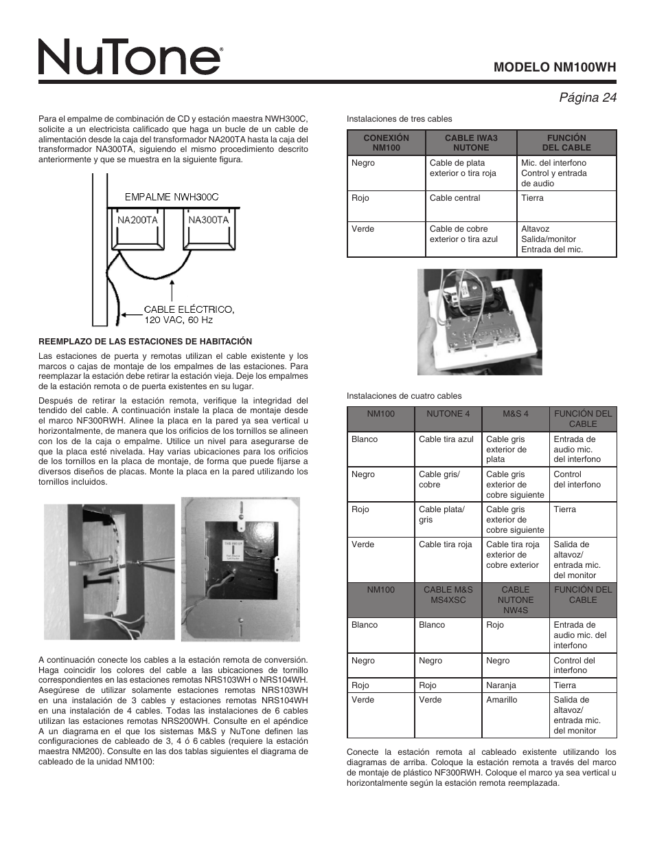 Modelo nm100wh página | NuTone Nm100WH User Manual | Page 24 / 32