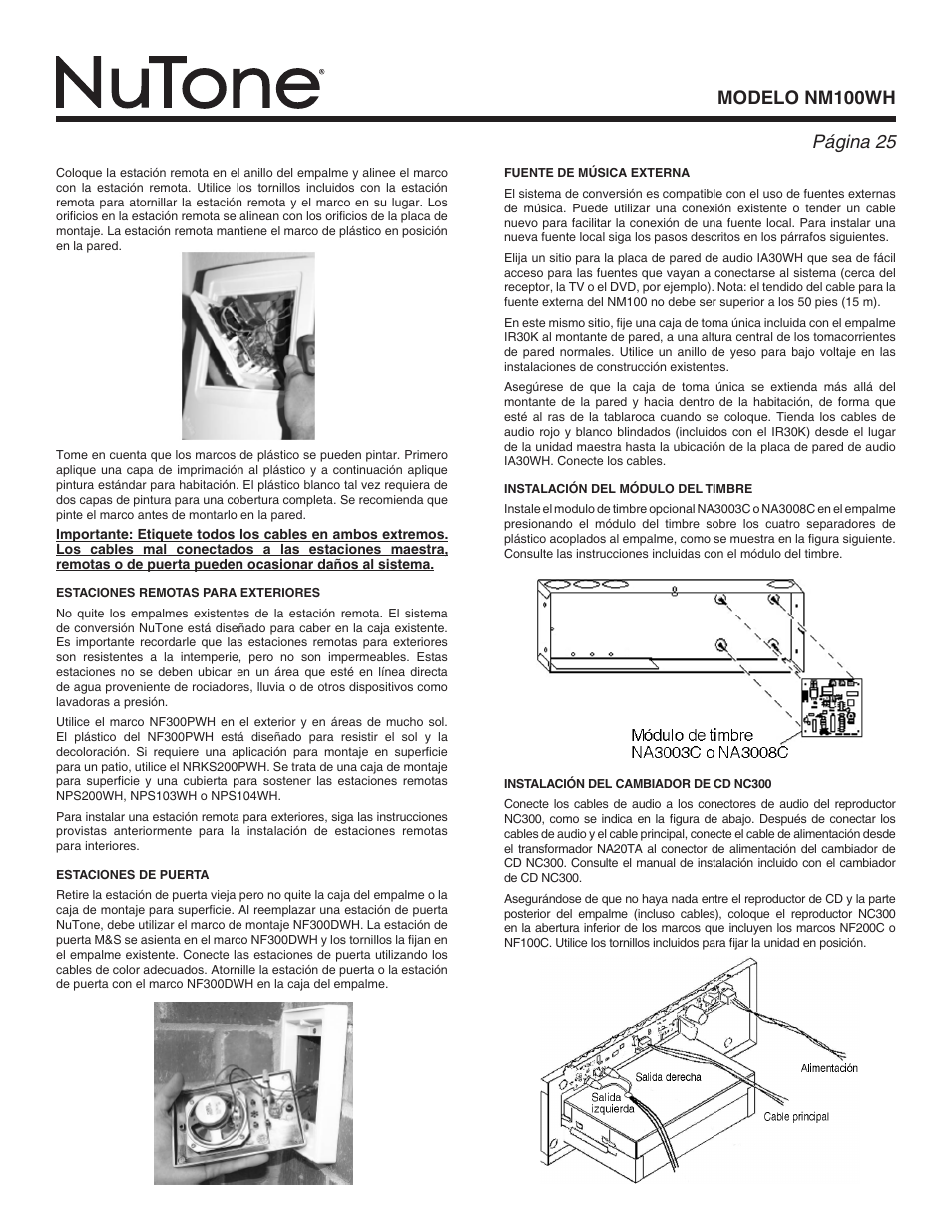 Modelo nm100wh página | NuTone Nm100WH User Manual | Page 25 / 32