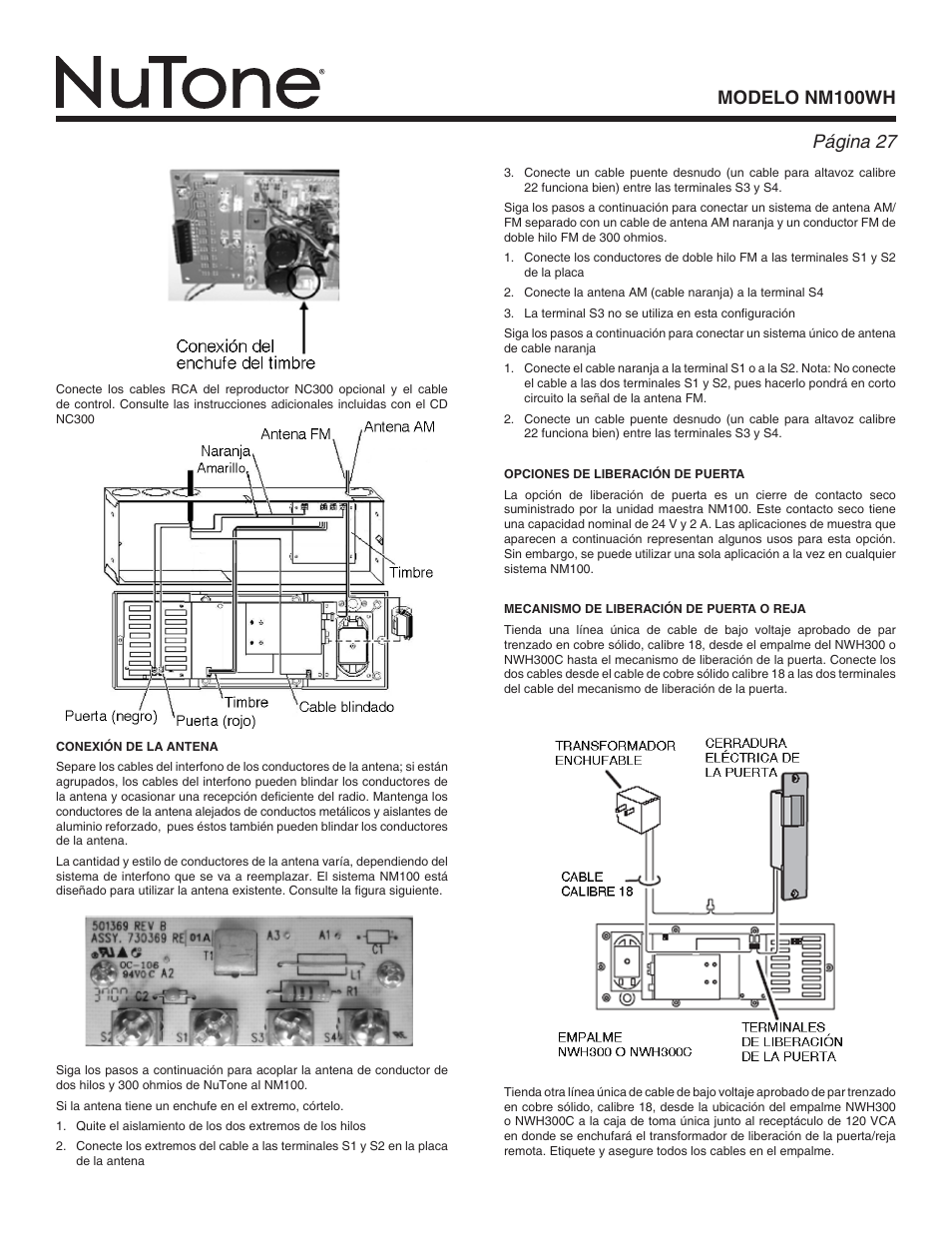 Modelo nm100wh página | NuTone Nm100WH User Manual | Page 27 / 32