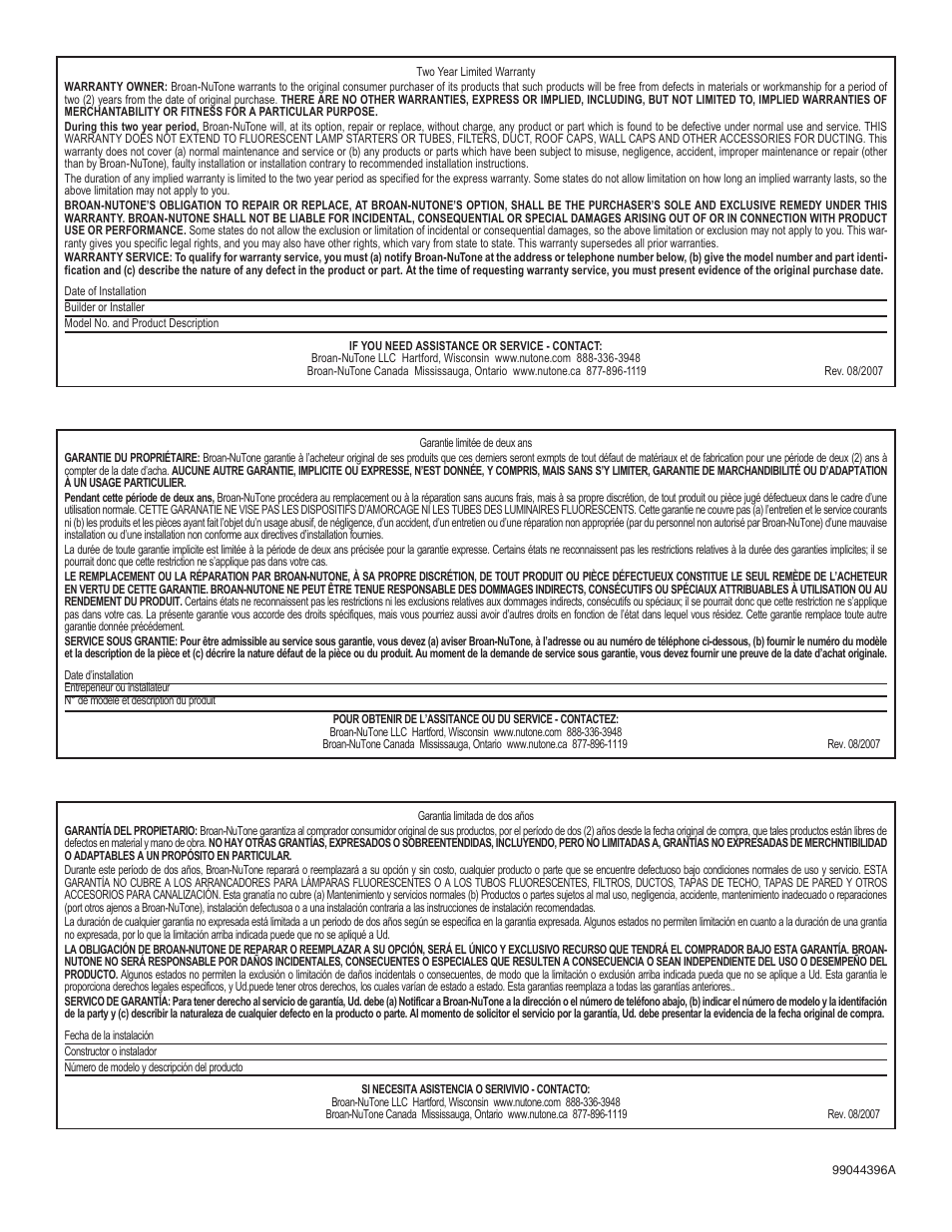 NuTone Nm100WH User Manual | Page 32 / 32