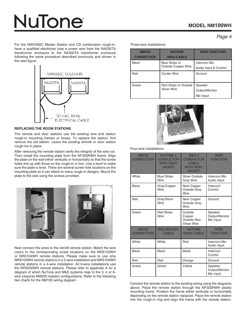 Model nm, Wh page | NuTone Nm100WH User Manual | Page 4 / 32