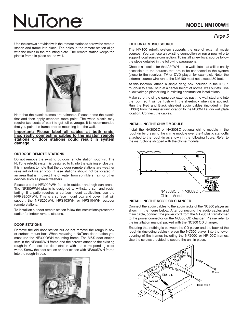 Model nm, Wh page | NuTone Nm100WH User Manual | Page 5 / 32