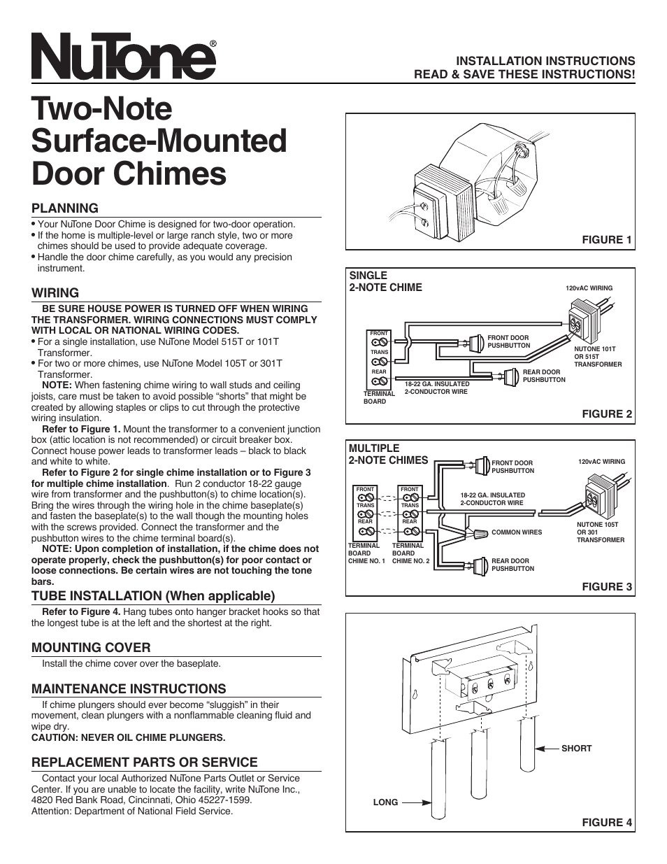 NuTone 515T User Manual | 2 pages