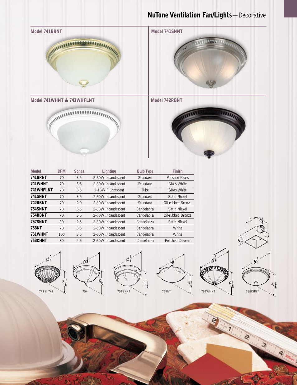 Nutone ventilation fan/lights —decorative | NuTone QTXEN User Manual | Page 23 / 36